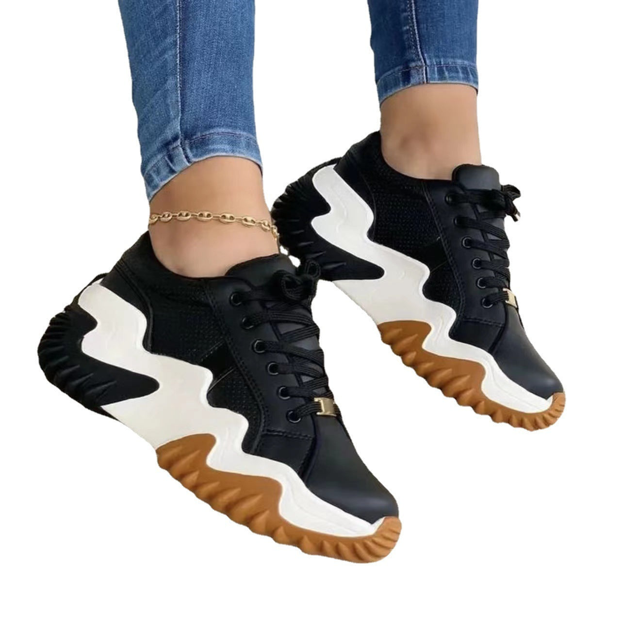 Wedge Sneaker - Women Shoes Lace-up Sports Sneakers