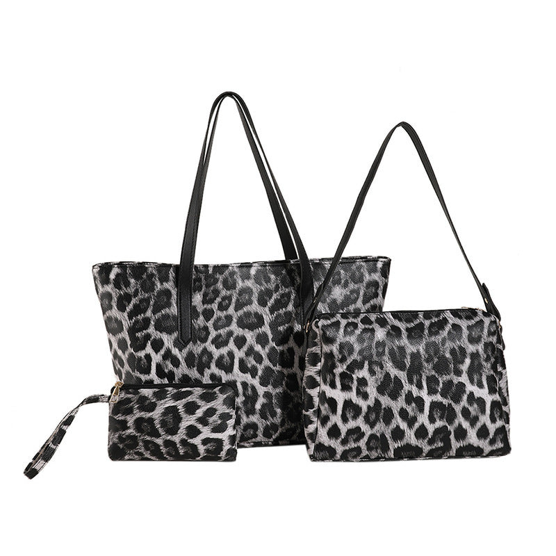 Large Capacity Leopard Print Tote Three-piece Set