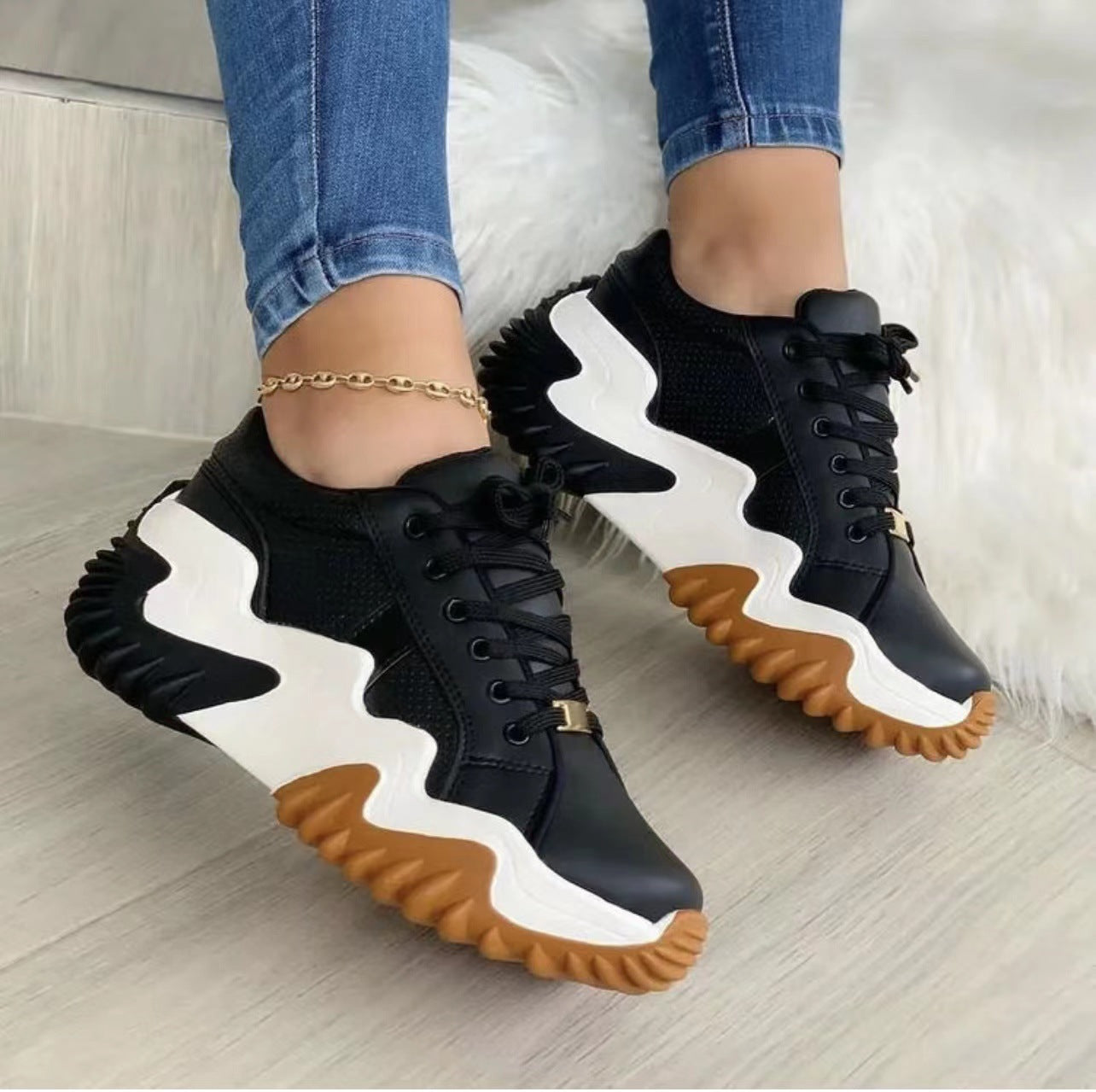 Wedge Sneaker - Women Shoes Lace-up Sports Sneakers