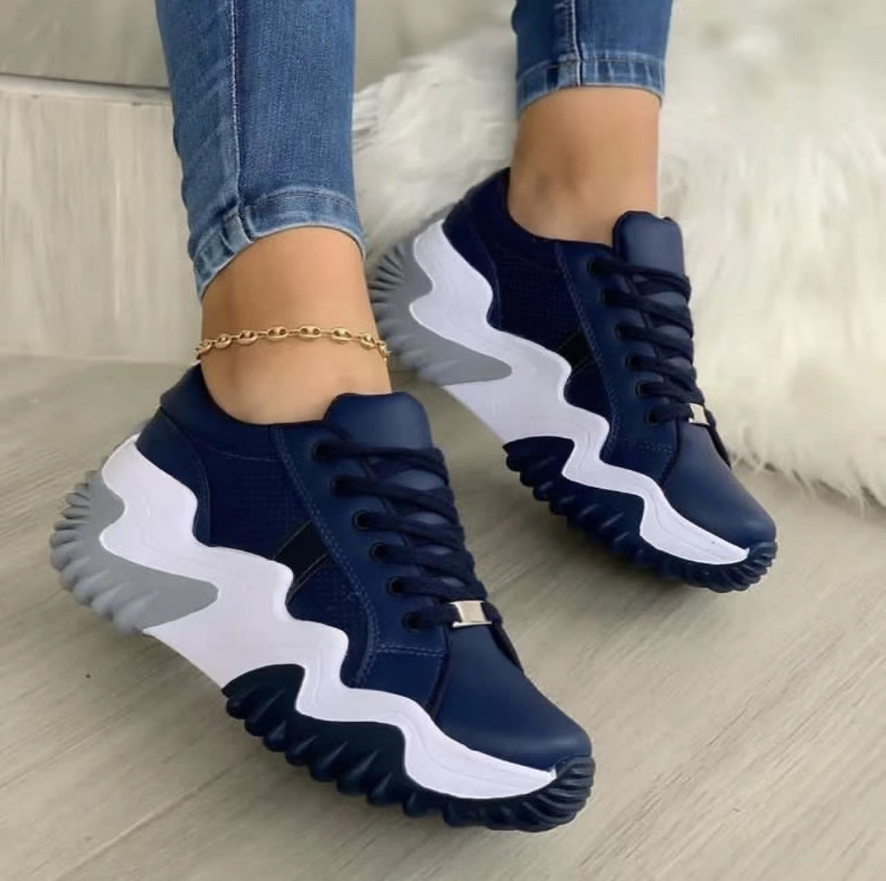 Wedge Sneaker - Women Shoes Lace-up Sports Sneakers